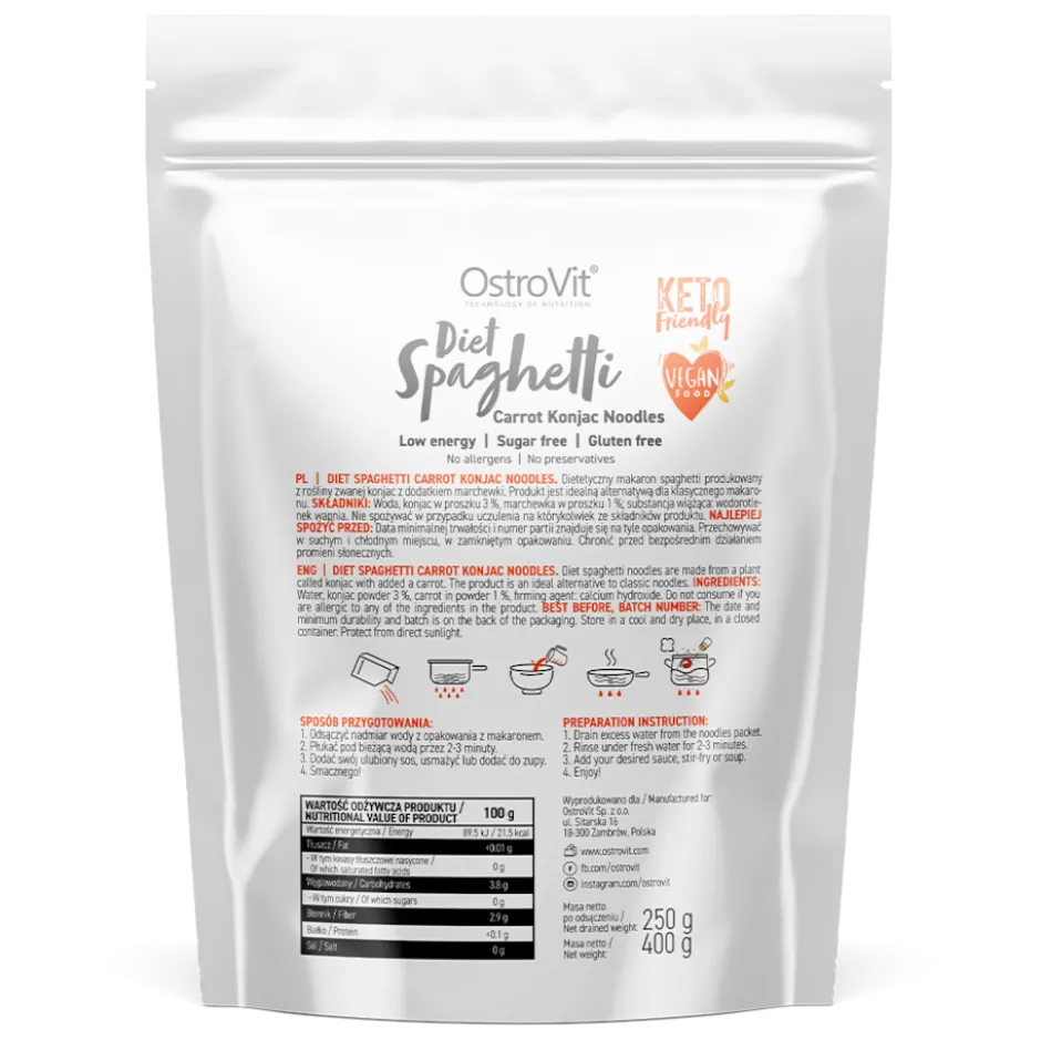OstroVit Diet Spaghetti Carrot Konjac Noodles 250g